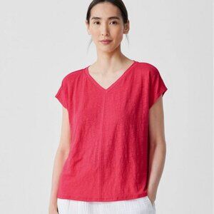 Eileen Fisher Organic Linen Jersey V-Neck Tee Size XL
